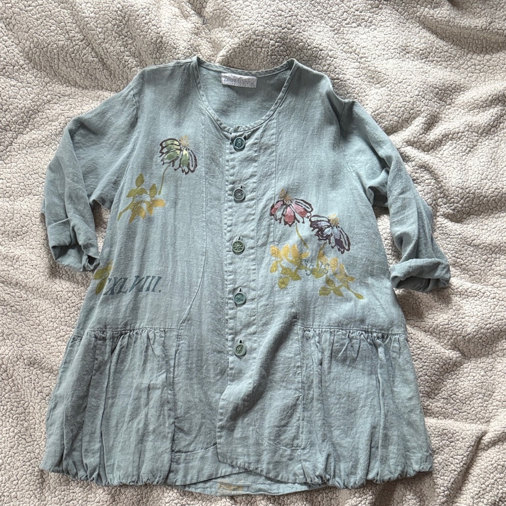 Blue Fish blue linen printed tunic